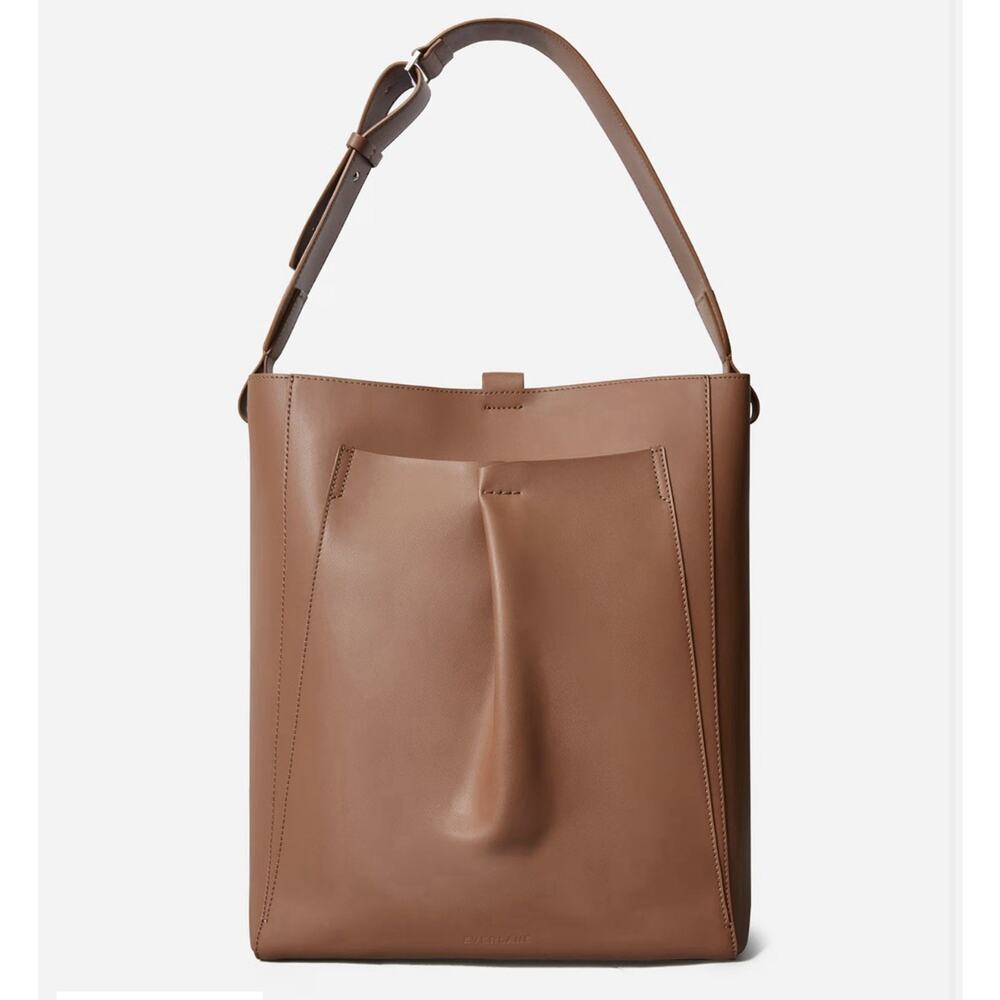 EVERLANE The Studio Bag Leather Cognac Brown Large Minimalist Work Shoulder Bag
